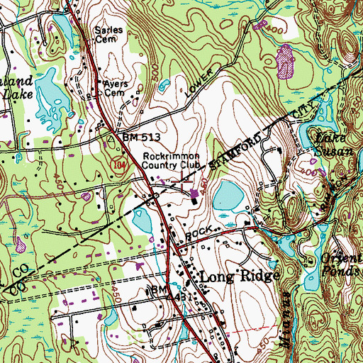 Topographic Map of Rockrimmon Country Club, NY