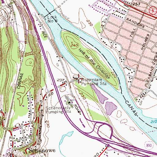 Topographic Map of Rotterdam Pumping Station, NY