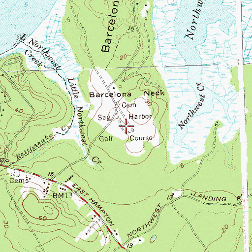 Topographic Map of Sag Harbor Golf Course, NY