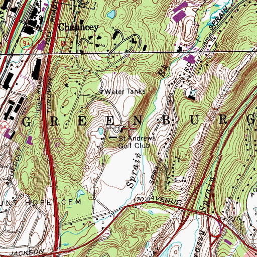 Topographic Map of Saint Andrews Golf Club, NY