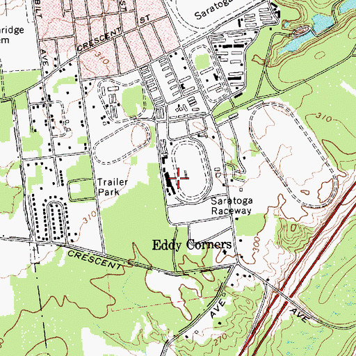 Topographic Map of Saratoga Raceway, NY