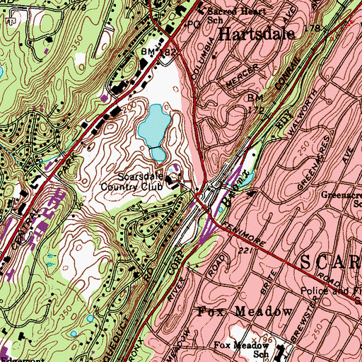 Topographic Map of Scarsdale Country Club, NY