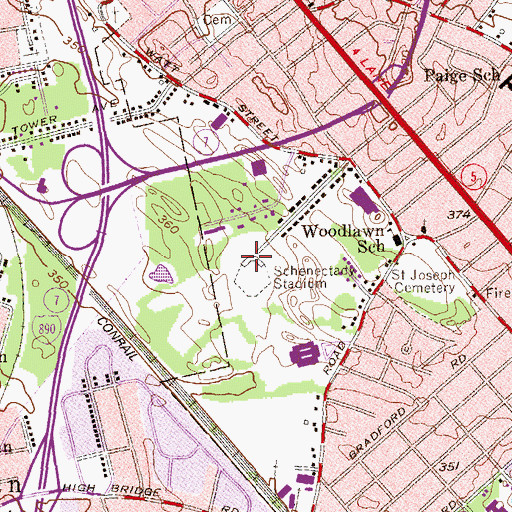 Topographic Map of Schenectady Stadium, NY