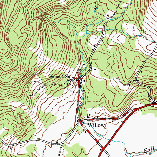 Topographic Map of School Number 1 (historical), NY