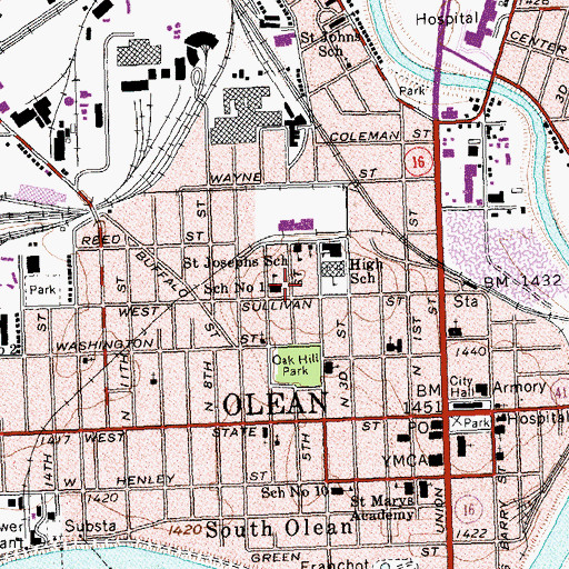 Topographic Map of School Number 1 (historical), NY