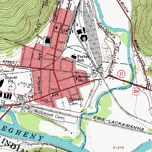 Topographic Map of School Number 1, NY
