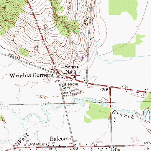 Topographic Map of School Number 1 (historical), NY