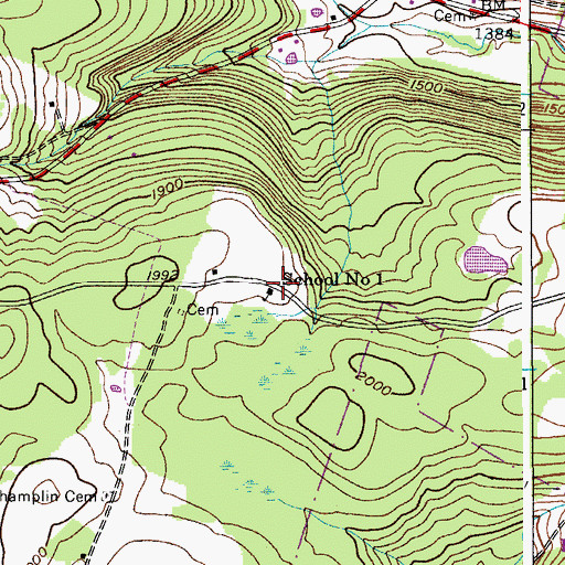 Topographic Map of School Number 1 (historical), NY