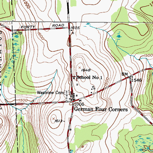 Topographic Map of School Number 1 (historical), NY