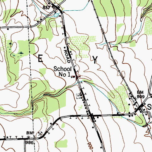 Topographic Map of School Number 1 (historical), NY