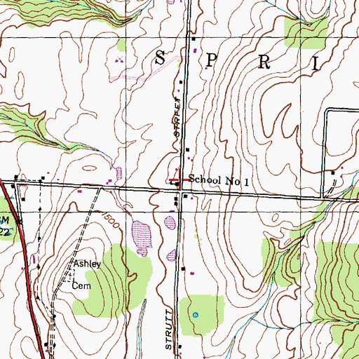 Topographic Map of School Number 1 (historical), NY
