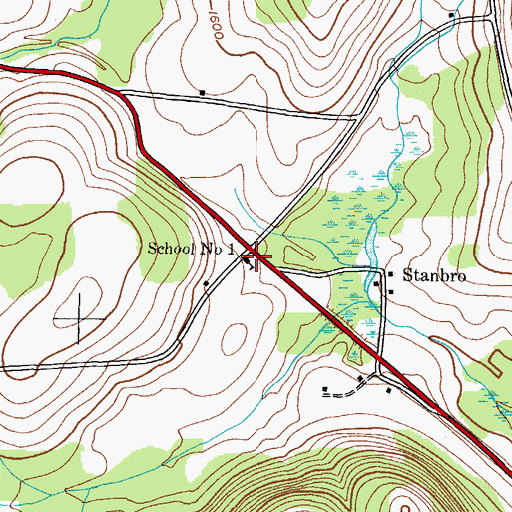 Topographic Map of School Number 1 (historical), NY