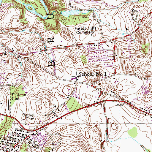 Topographic Map of School Number 1, NY