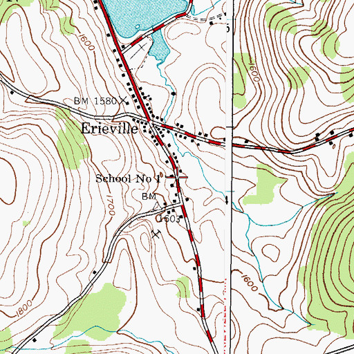 Topographic Map of School Number 1 (historical), NY