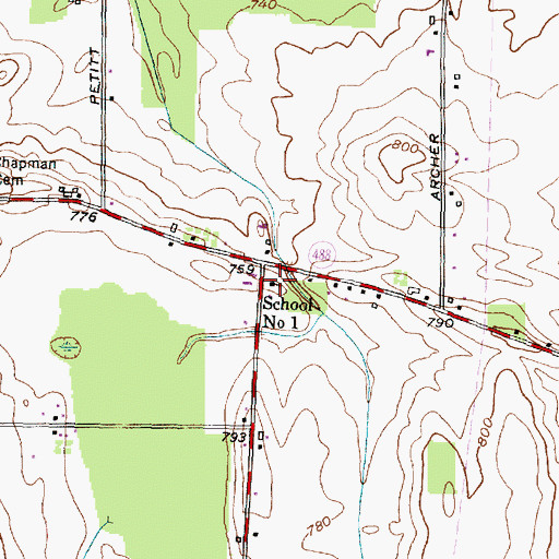 Topographic Map of School Number 1 (historical), NY
