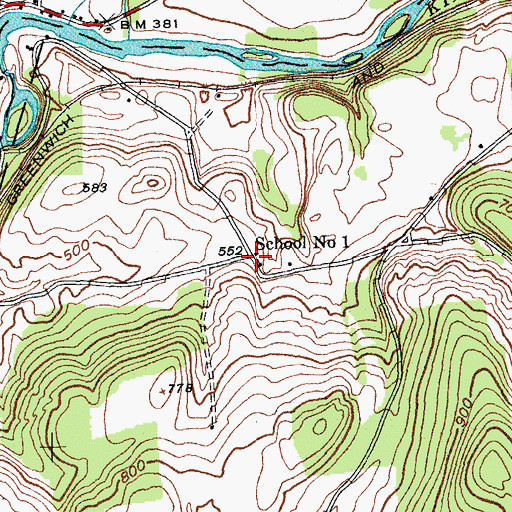 Topographic Map of School Number 1 (historical), NY