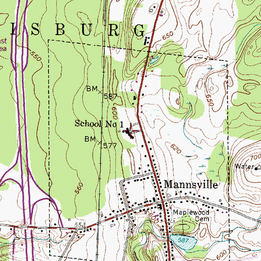 Topographic Map of School Number 1 (historical), NY