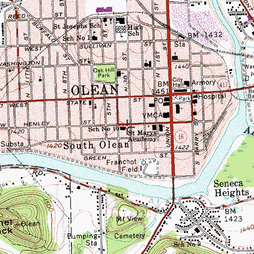 Topographic Map of Ivers J Norton Elementary School, NY
