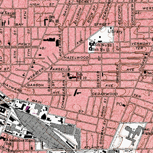 Topographic Map of School Number 10, NY