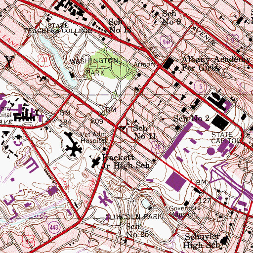 Topographic Map of School Number 11 (historical), NY