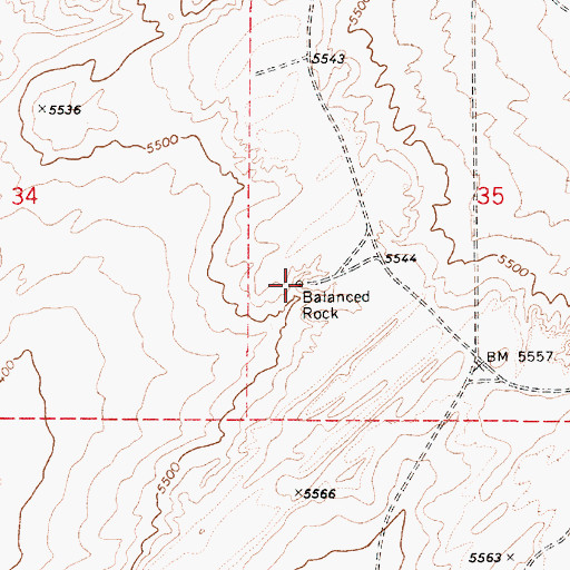Topographic Map of Balanced Rock, AZ