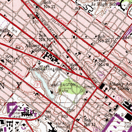 Topographic Map of School Number 12 (historical), NY