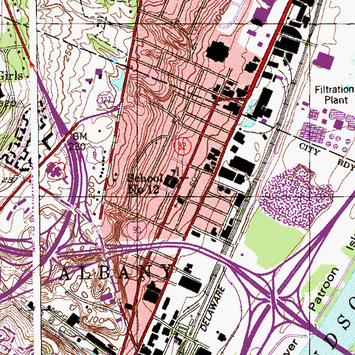 Topographic Map of North Albany Academy, NY