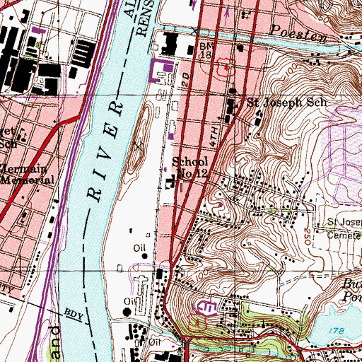 Topographic Map of School Number 12, NY