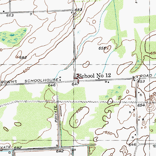 Topographic Map of School Number 12 (historical), NY