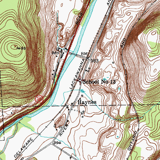 Topographic Map of School Number 13 (historical), NY