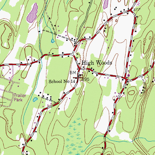 Topographic Map of School Number 14 (historical), NY