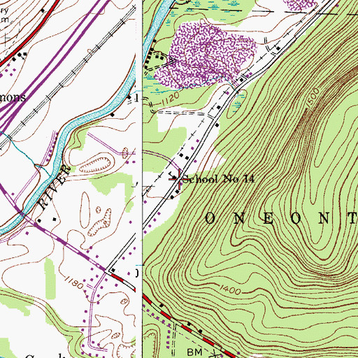 Topographic Map of School Number 14 (historical), NY
