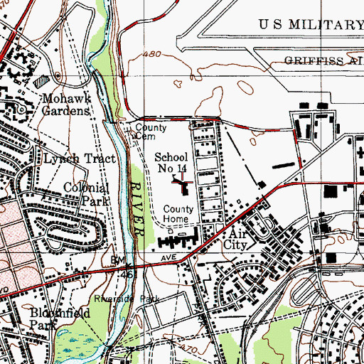 Topographic Map of School Number 14 (historical), NY