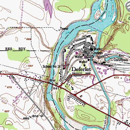 Topographic Map of School Number 14 (historical), NY