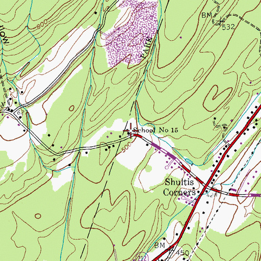 Topographic Map of School Number 15 (historical), NY
