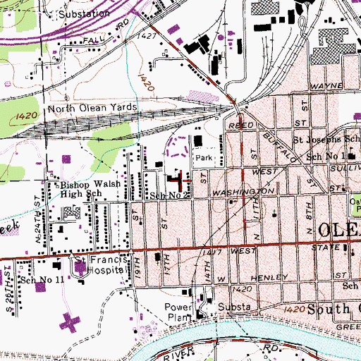Topographic Map of Washington West Elementary School, NY