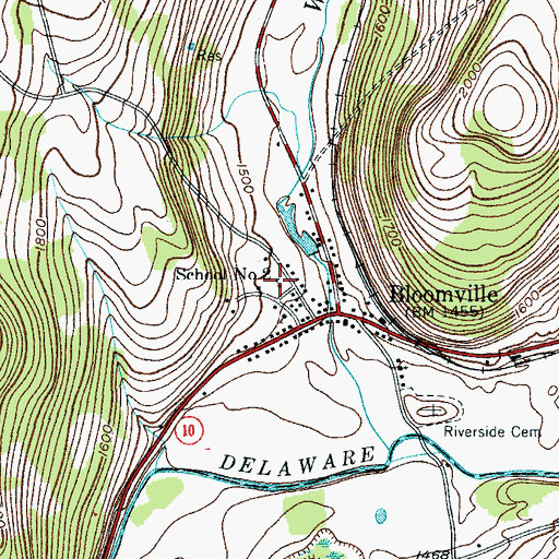 Topographic Map of School Number 2 (historical), NY