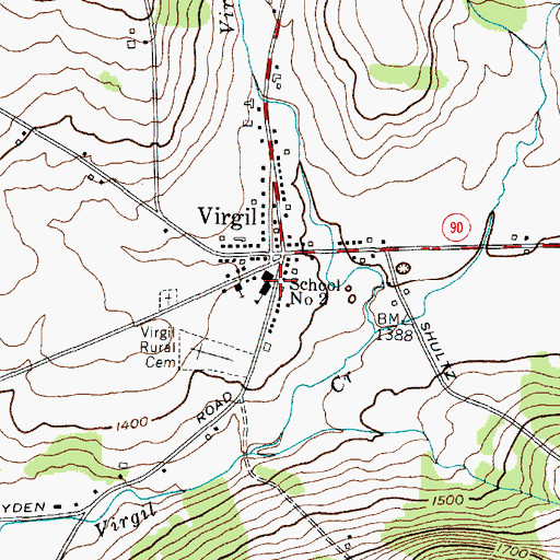Topographic Map of School Number 2 (historical), NY