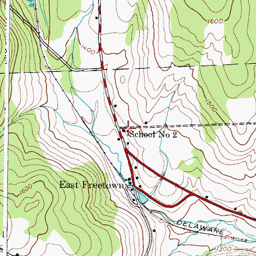 Topographic Map of School Number 2 (historical), NY