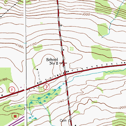 Topographic Map of School Number 2 (historical), NY