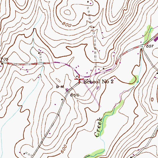 Topographic Map of School Number 2 (historical), NY