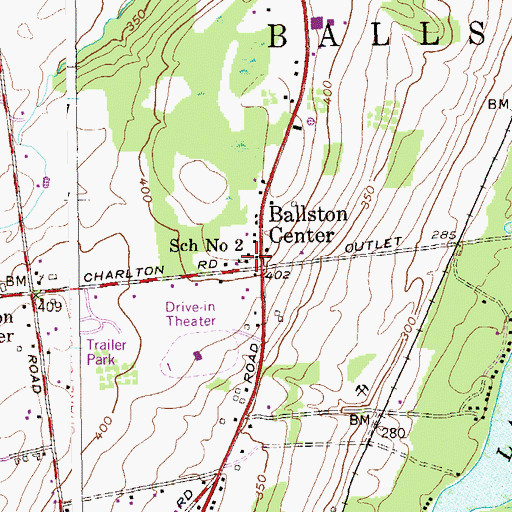 Topographic Map of School Number 2 (historical), NY