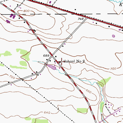 Topographic Map of School Number 2 (historical), NY