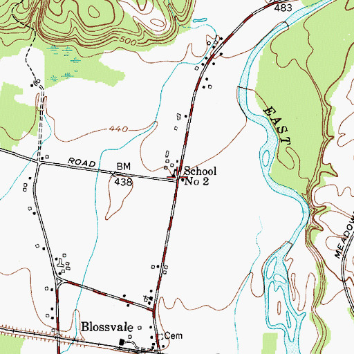 Topographic Map of School Number 2 (historical), NY