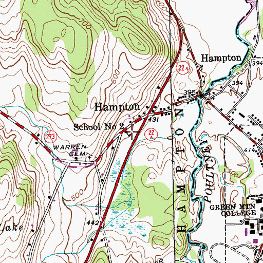 Topographic Map of School Number 2 (historical), NY