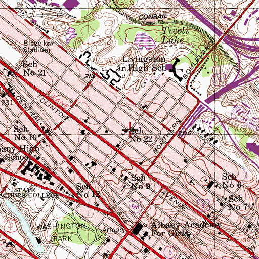 Topographic Map of School Number 22 (historical), NY