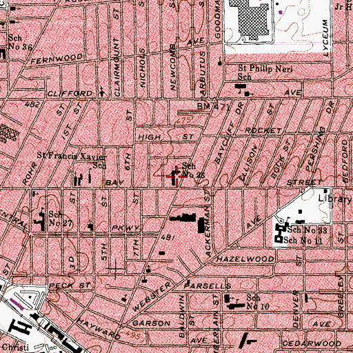 Topographic Map of Nathaniel Hawthorne School, NY