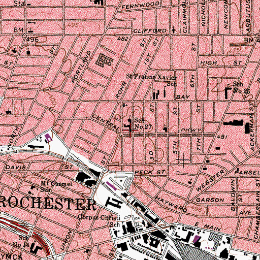 Topographic Map of School Number 27, NY