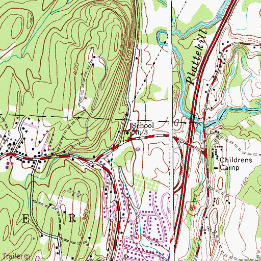 Topographic Map of School Number 3 (historical), NY