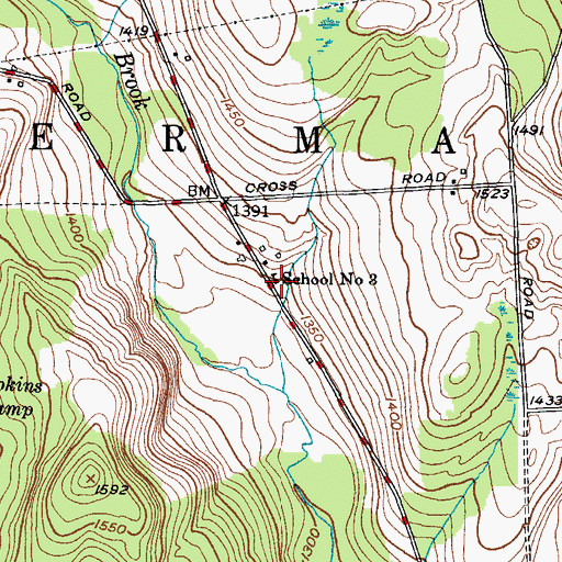 Topographic Map of School Number 3 (historical), NY